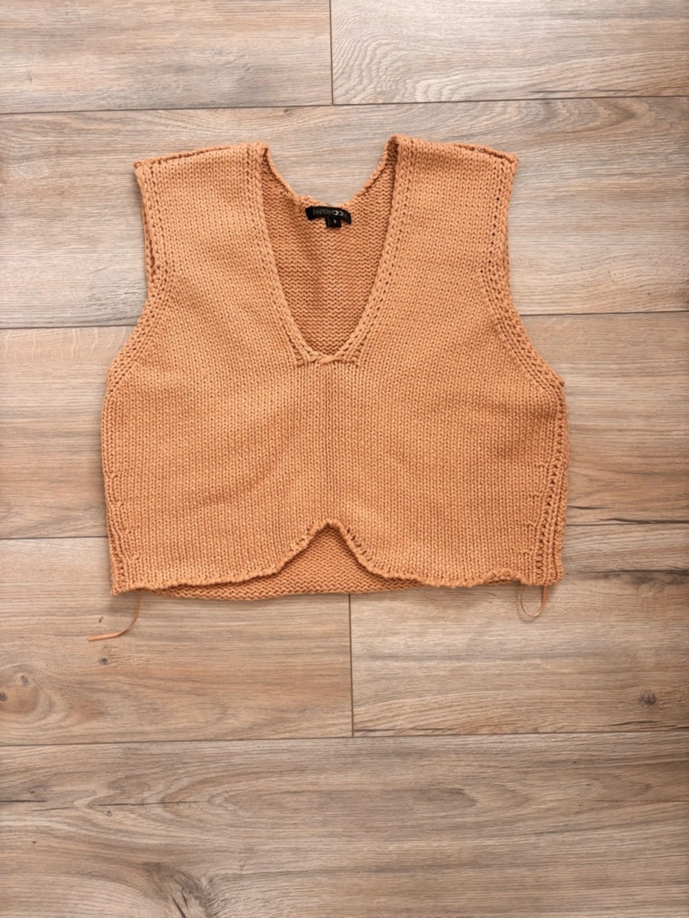 Papermoon Rust Knit V-Neck Cropped Sweater Tank